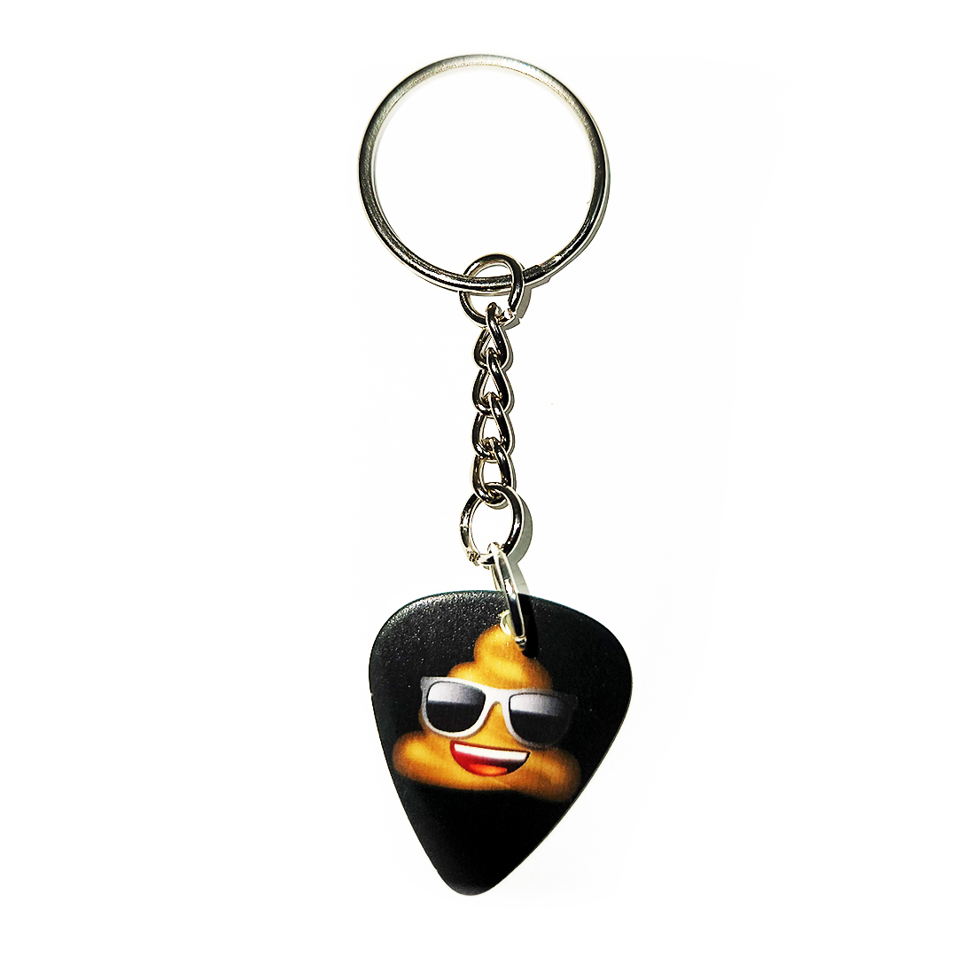 Emoji guitar pick keychain